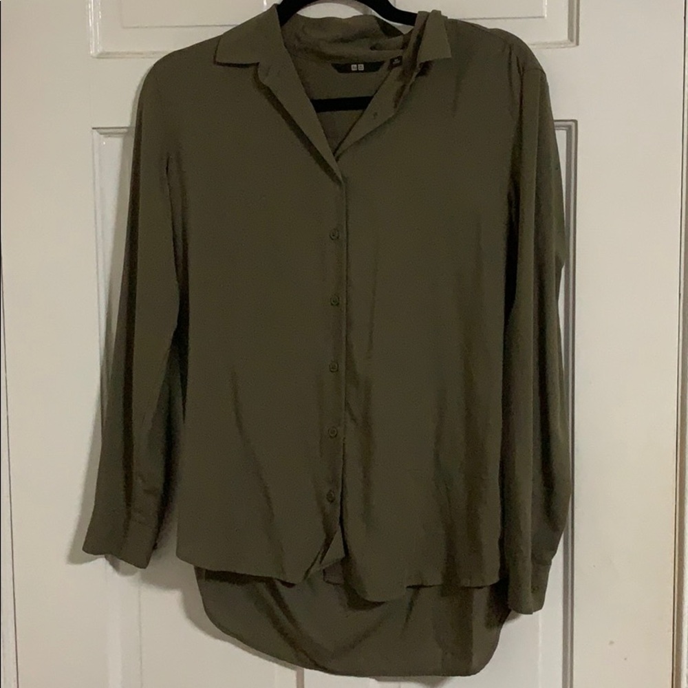 Olive green button down